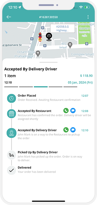 user see assigned driver for pickup of order