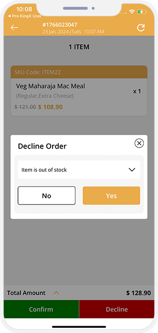 Order cancellation by Store